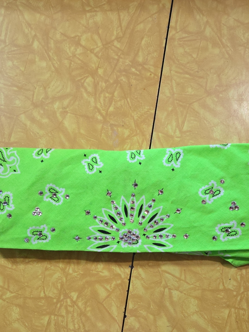 #11 Womens Swarovski Crystals Green Bandana. Made By Bandanas By Michelle